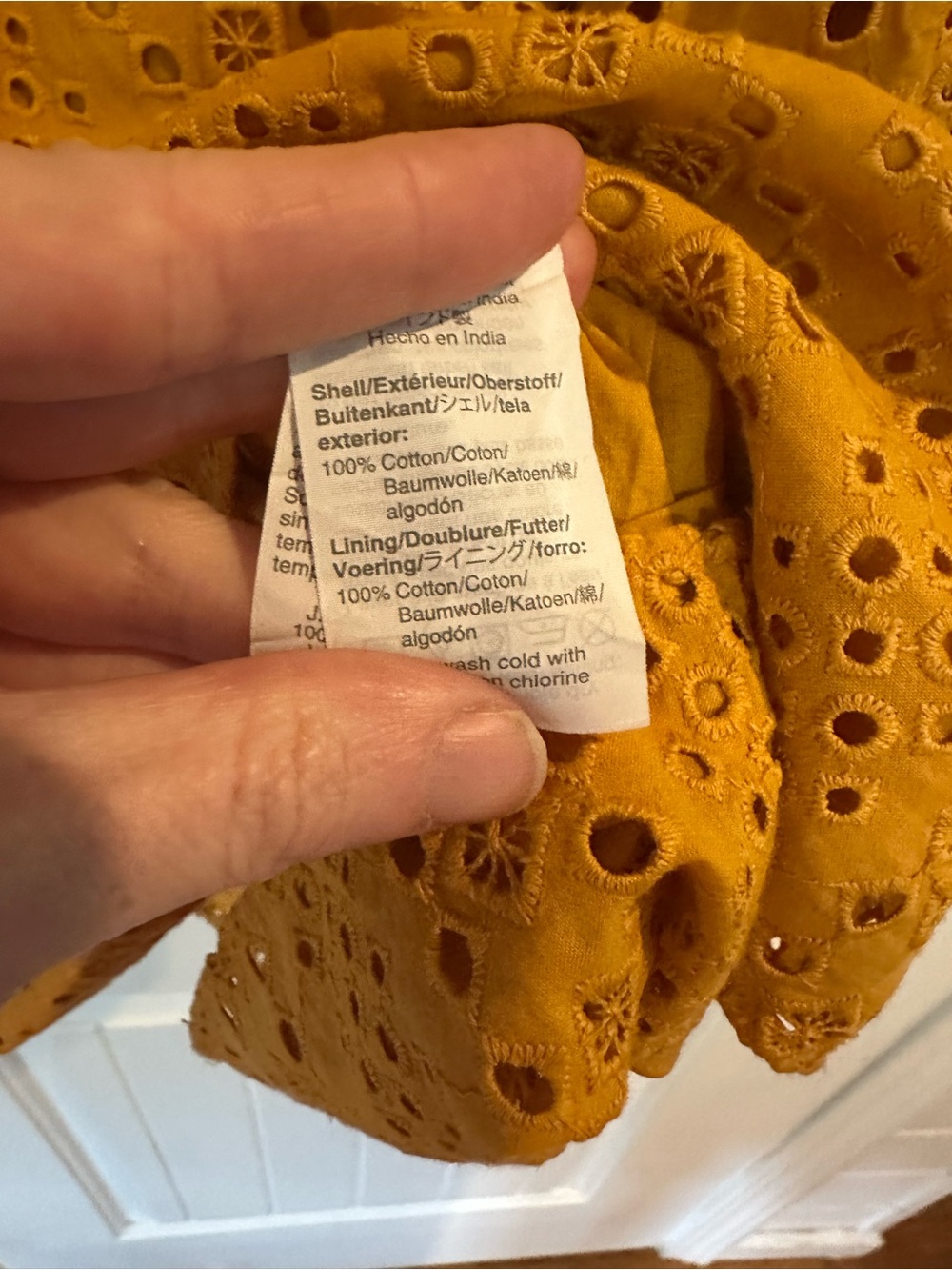 J. Crew Factory Mustard Eyelet Short Puff-Sleeve Top - Picture 5 of 6